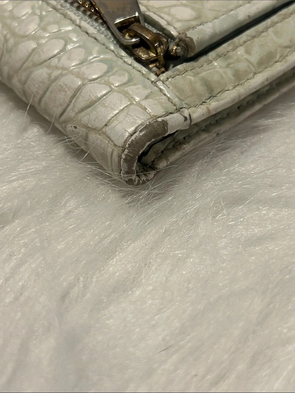 Brahmin White Croc-Embossed Leather Wallet